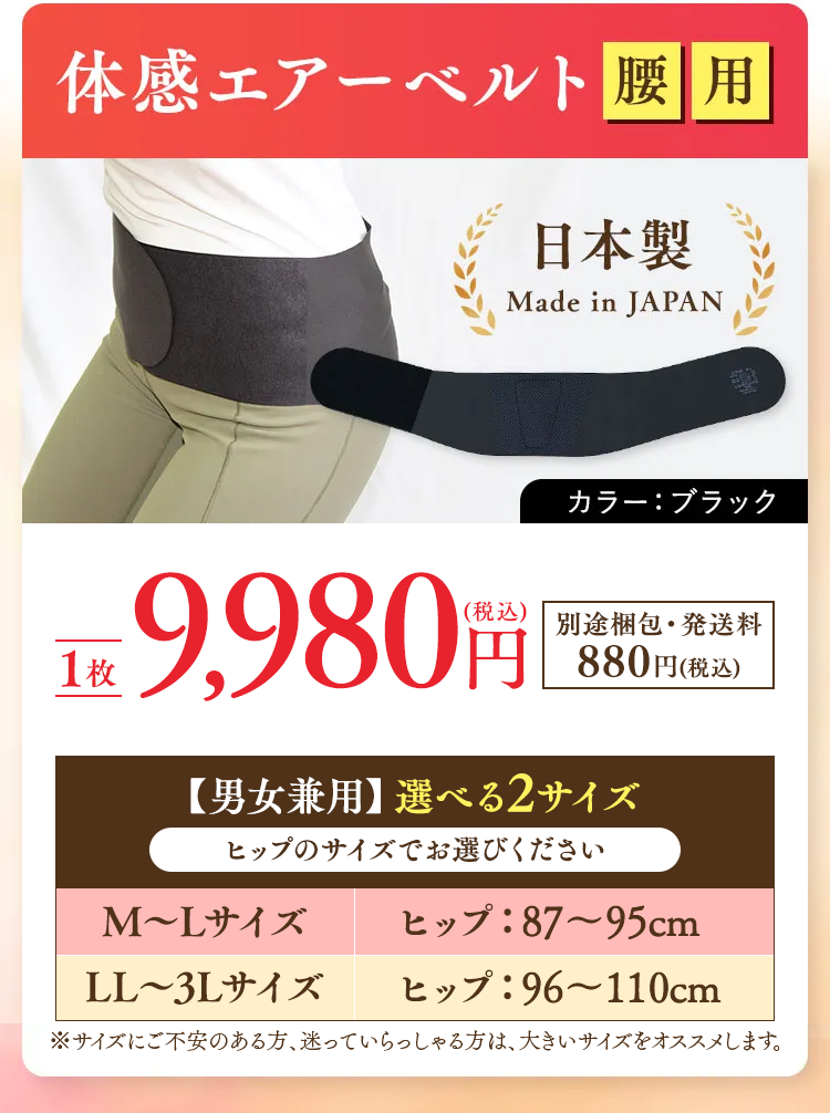 体感エアーベルト 腰用